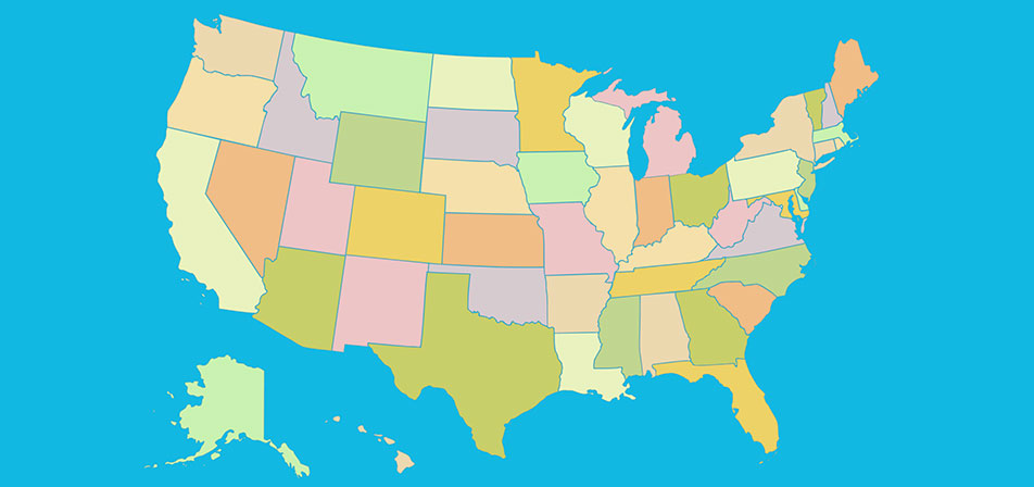 U.S. 50 States - Map Quiz Game